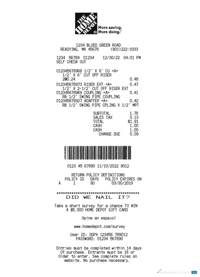 Download The home depot company payment slip Photoshop template